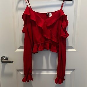 Ruffled Cutout Crop Top